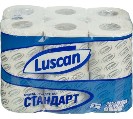 Туалетная бумага Luscan Standart 2 слоя, белая, 21.88 м, 175 листов, 12 рулонов 1223084