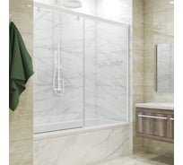 Шторка на ванну GuteWetter GWMPSLPR862 140x160 см, цвет фурнитуры белый матовый, цвет стекла бесцветный, стекло закаленное 8 мм / 6 мм, открывание двери левое / правое 4698033074905