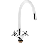 Смеситель для кухни ZEIN 2103 двухвентильный, силиконовый излив, силумин, белый/хром 5478283