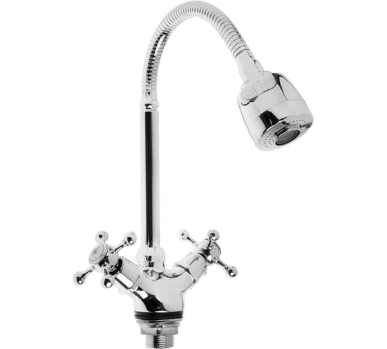 Смеситель для кухни ZEIN Z25120101 гибкий излив, кран-букса латунь 1/2", хром 5118187