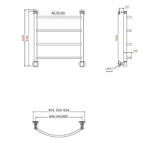 Водяной полотенцесушитель TermoSmart Комфорт 60x50 KR50/60