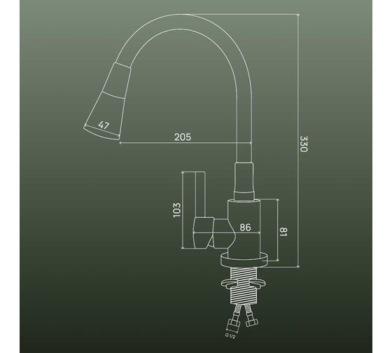 Смеситель для кухни РМС ø35 SUS123BL-016F