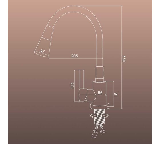 Смеситель для кухни РМС ø35 SUS123GY-016F