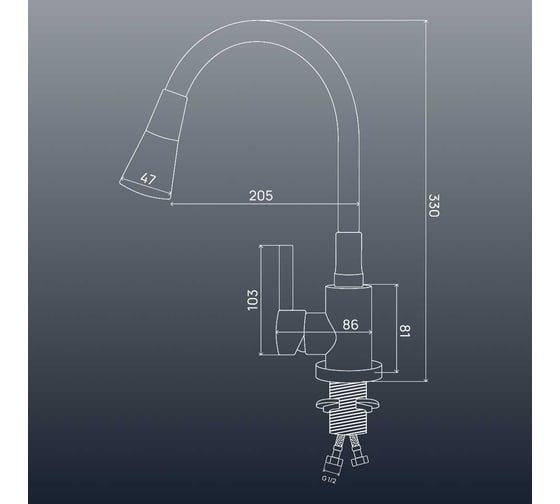 Смеситель для кухни РМС ø35 SUS123TBL-016F