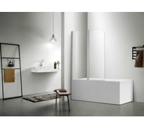 Шторка для ванны SANTREK AQUA Slim DFS2-1000-C-Chrome маятниковая, 1000х1400, стекло прозрачное 5 мм, профиль хром 322105