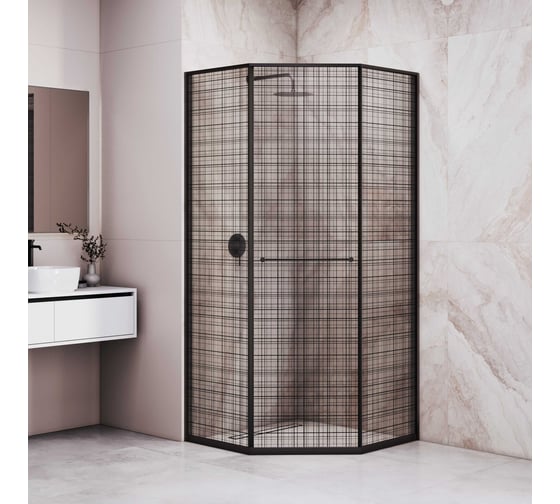 Душевой уголок RGW 100*100*200 SV-82-B L трапеция, черный, черная вуаль 8 триплекс 33328200-244L