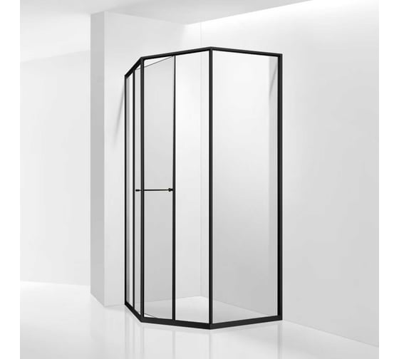 Душевой уголок RGW 100*100*200 SV-82-B L трапеция, черный, прозрачное стекло 8 мм 33328200-14L