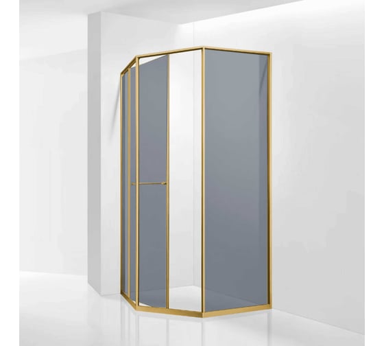 Душевой уголок RGW 100*100*200 SV-82-Gb L трапеция/Золото браш/Тонированное(серое)/8 мм 33328200-36L