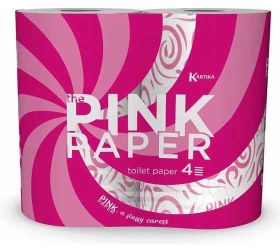 Туалетная бумага WORLD CART с рисунком, Pink Paper, 4 слоя, 4 рул/200 л, WC TPP-TT-1169 1