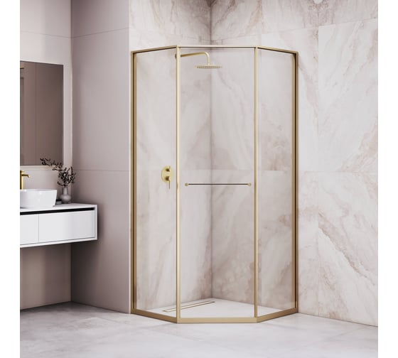 Душевой уголок RGW 80*120*200 SV-82-Gb L Трапеция/Золото браш/Прозрачное/8 мм 33328282-16L