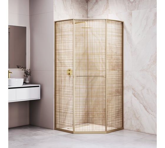 Душевой уголок RGW 80*120*200 SV-82-Gb L Трапеция/Золото браш/Золотая вуаль/8 триплекс 33328282-266L