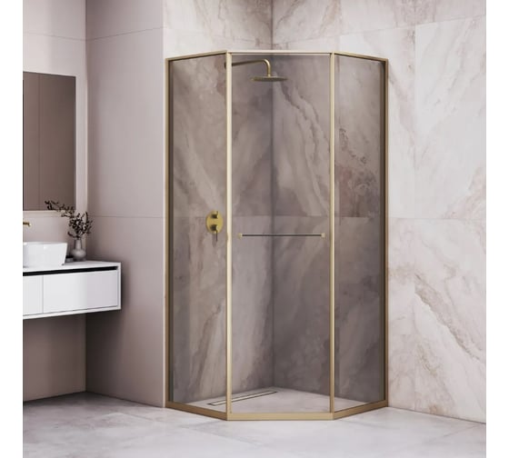 Душевой уголок RGW 80*120*200 SV-82-Gb L Трапеция/Золото браш/Тонированное(серое)/8 мм 33328282-36L