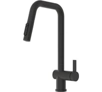 Смеситель кухонный с выдвижным изливом с переключением на душ и фильтром, сталь GRANULA KS-7273, ЧЕРНЫЙ МАТОВЫЙ