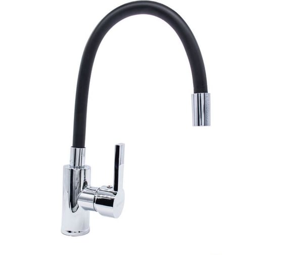 Смеситель для кухни Kranar KC 2626BLACK-N, шаровый, черный, излив гибкий силиконовый, п/г (1/10) 020062