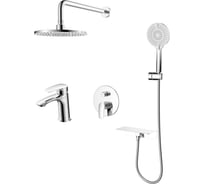 Комплект смесителей Milardo Rora 2 в 1: душевая система и смеситель для умывальника, глянцевый хром, ROR0000M70