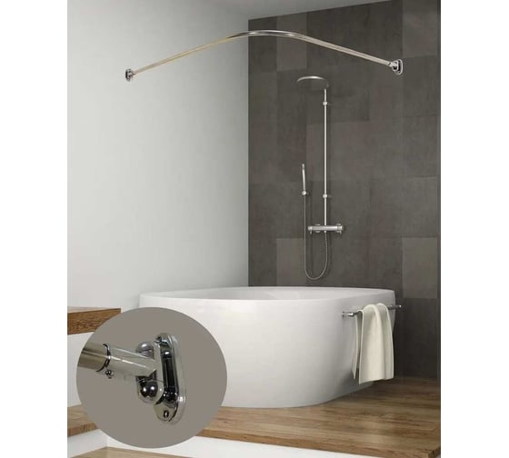 Карниз GoGo Г-образный нерж/ хром. Lux 90x90 П1 ГО90-90 П1