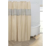 Штора для ванной Аквалиния бежевая, с 3D вставкой 1.8х2 м N-32