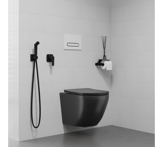 Встраиваемый смеситель с гигиеническим душем IDDIS Agua черный матовый, AGUBLR2i08