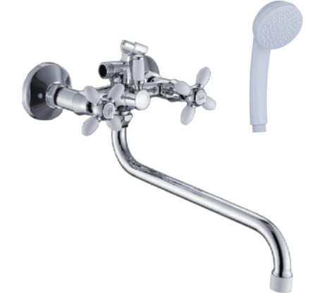 Универсальный смеситель Эверест с круглым изливом и переключателем для душа B22-071A