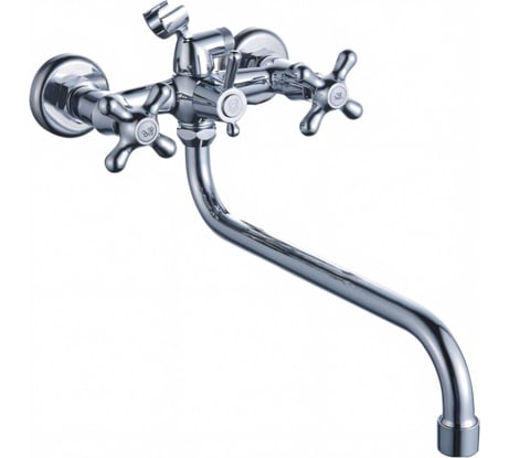 Универсальный смеситель Эверест с круглым изливом и переключателем для душа B22-340M