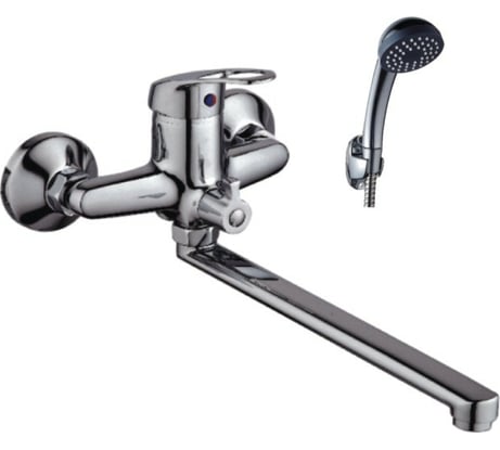 Универсальный смеситель Эверест с плоским прямым изливом и переключателем для душа B22-023