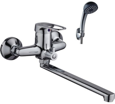 Универсальный смеситель Эверест с плоским прямым изливом и переключателем для душа B22-025