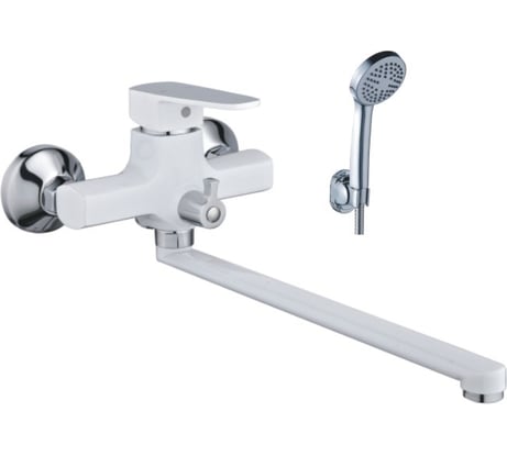 Универсальный смеситель Эверест с плоским прямым изливом и переключателем для душа B22-0277