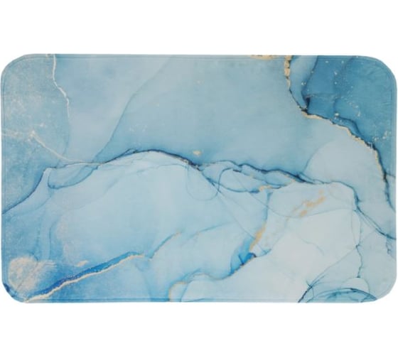 Коврик для ванной SWENSA MARBLE 50х80 см, голубой/золото, полиэстер BSM-MARBLE-BL
