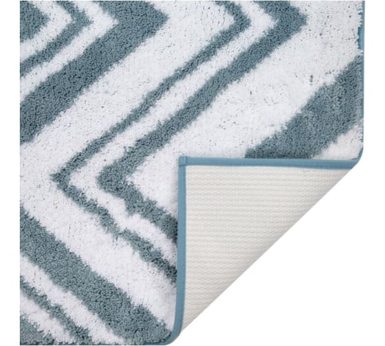 Коврик для ванной SWENSA ZIGZAG 50х80 см, бело-бирюзовый, микрофибра BSM-8400-TQ