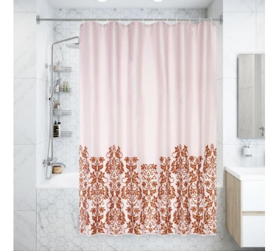 Штора для ванной SWENSA ORSO 180x200 см, розовый, полиэстер BSС-90-93