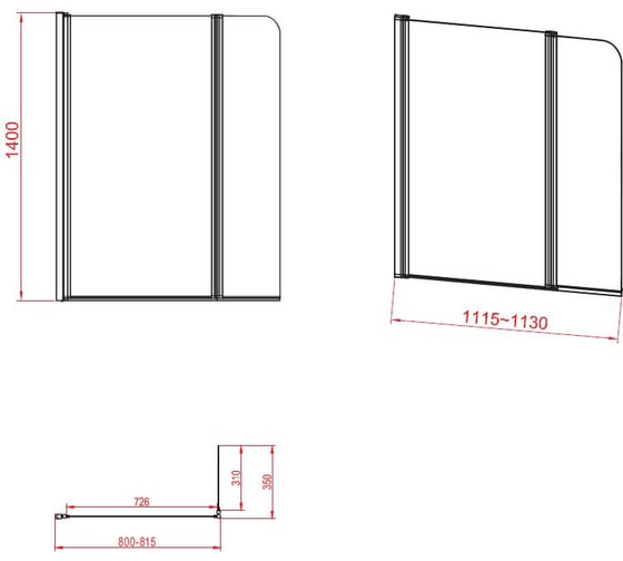 Экран для ванны Cersanit EASY 140x115 двойной, прозрачный P-PN-EASY*115-n