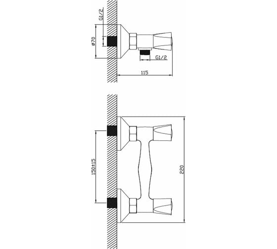 Смеситель для душа Diadonna D96-220353BW