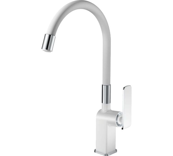 Смеситель для кухни Valfex Orion White гибкий силиконовый излив, латунь (10) VF.73548-8