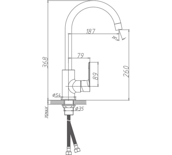 Смеситель для кухни Valfex латунь Argo Graphite (10) VF.70505-3