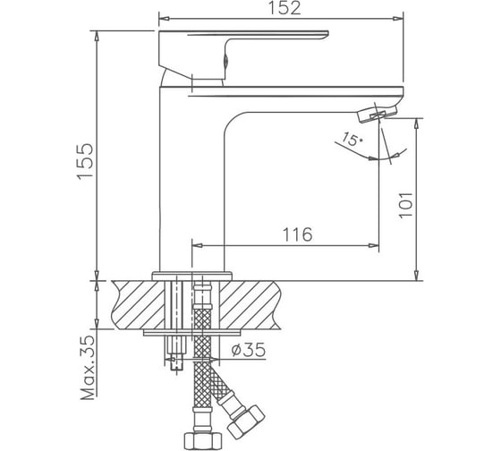 Смеситель для раковины Valfex латунь Argo Graphite (10) VF.10505-3