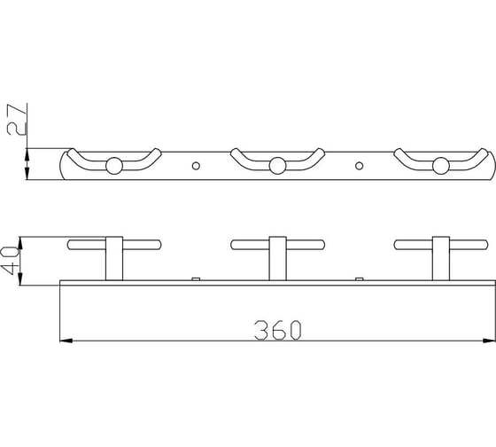 Планка RavSlezak 360 мм, с 6-ю крючками 3х2 COA0105