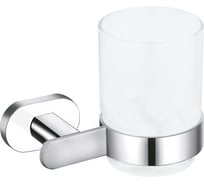 Одинарный стеклянный стакан с настенным держателем RavSlezak хром/белый YUA0201CB