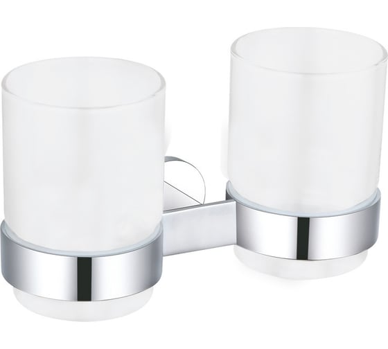 Двойной стакан с настенным держателем RavSlezak стекло, хром/белый YUA0202CB 1