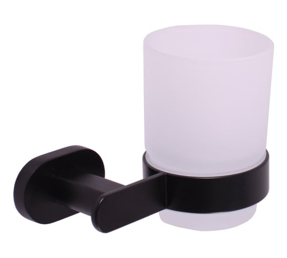 Одинарный стеклянный стакан с настенным держателем RavSlezak черный матовый YUA0201CMAT 1