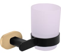 Одинарный стеклянный стакан с настенным держателем RavSlezak черный матовый/золото YUA0201CMATZ