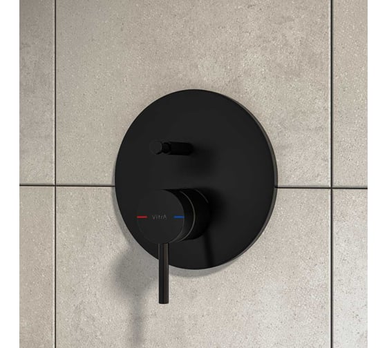 Набор встроенной душевой системы Vitra Origin на 3 направления, матовый черный (верхняя лейка, излив, ручной душ, смеситель встроенный внешняя и внутренняя часть) A49284EXP