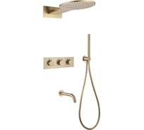 Душевая система ABBER Wasser Kreis скрытого монтажа с изливом, термостат, золото матовое AF8150G