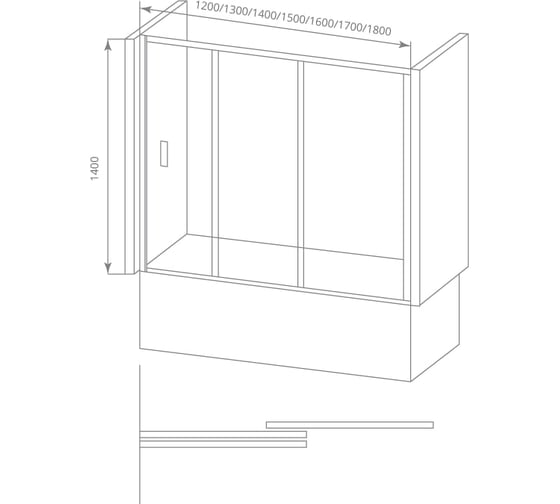 Шторка для ванны Good Door SCREEN WTW-180-G-CH ПД00111