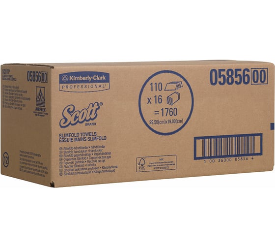 Полотенца для рук Kimberly-Clark Scott SLIMFOLD белый 5856