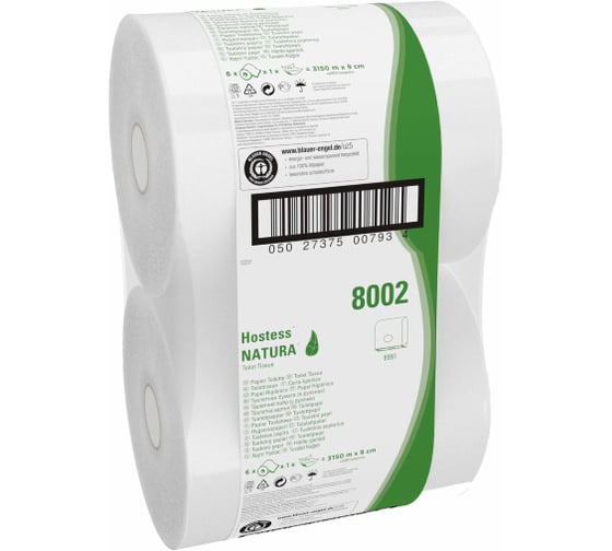 Туалетная бумага Kimberly-Clark Hostess NATURA Jumbo/белый/ 525 м 60 8002