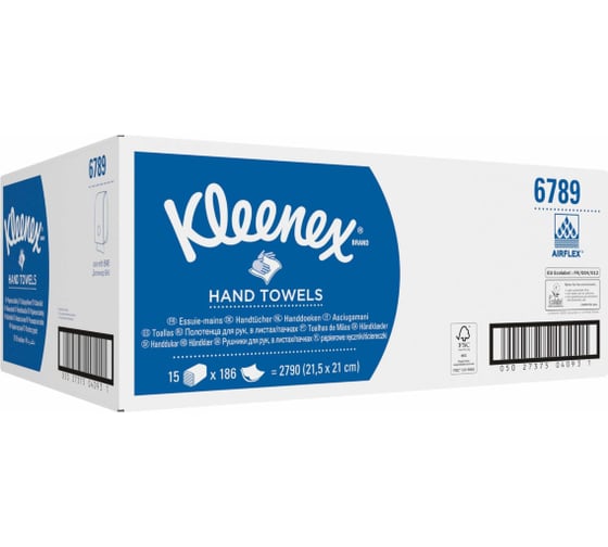Сложенные полотенца для рук Kimberly-Clark Kleenex белый 6789