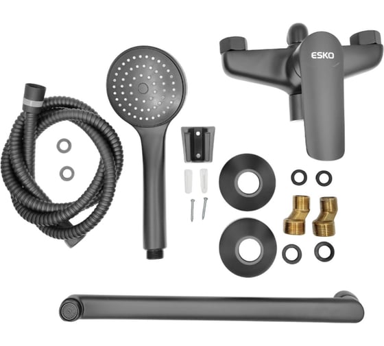 Смеситель для ванны ESKO Lagos Gun Metal излив 300мм, с акссесуарами, арт. LG31GM