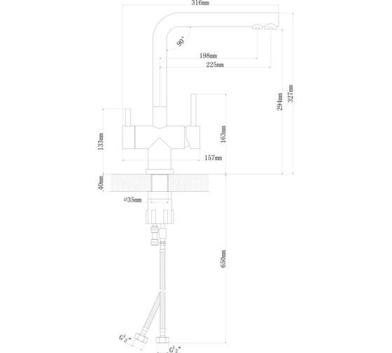 Смеситель Florentina АРЕС FL Грей ARES FL Grey 333.19H.2123.305