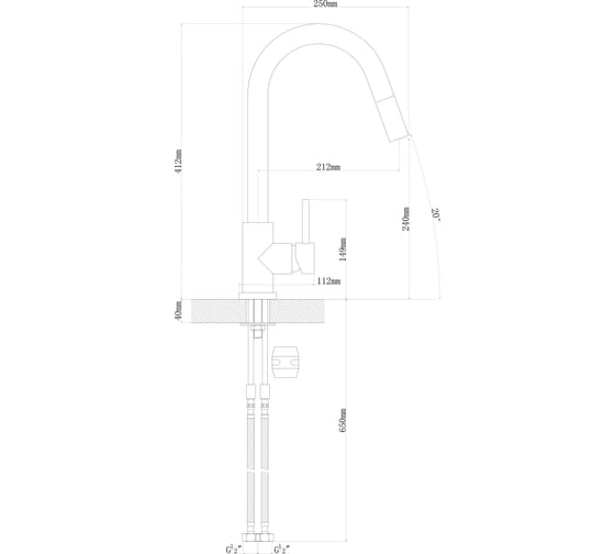 Смеситель Florentina ВИТА FL Грей VITA FL Grey 313.03H.1223.305