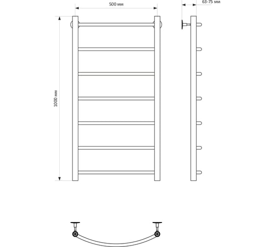 Полотенцесушитель MIXLINE CAPELLA 100x50 1/2'' ВР, 7 перекладин водяной 556262